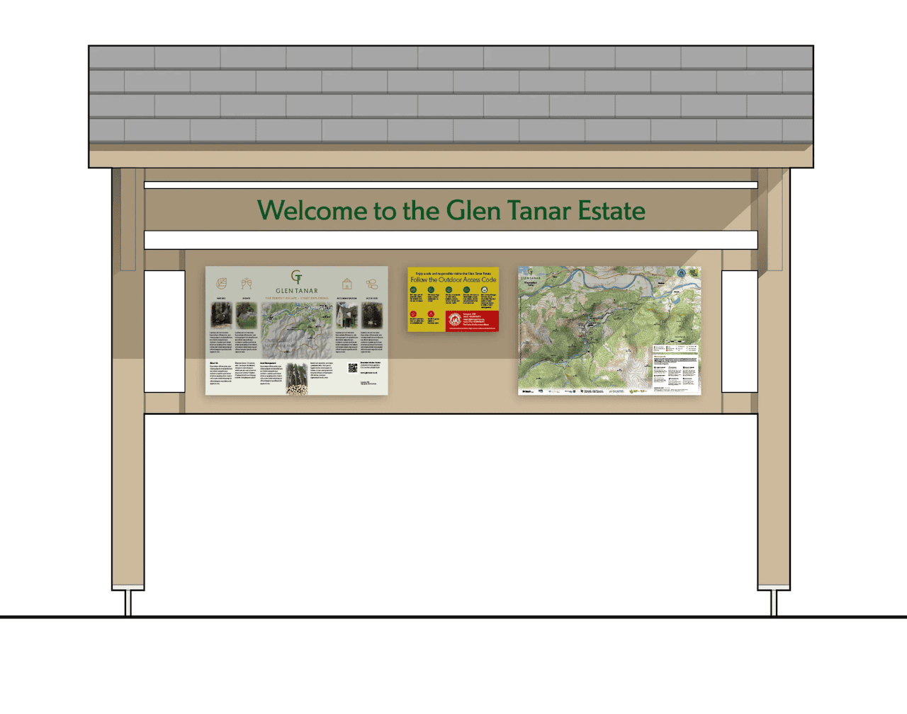 The map in context with other material at two key entrances to the estate